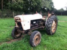 1968 David Brown 990 2wd diesel tractor on 7.00-16 front and 13.6R36 rear wheels and tyres with draw