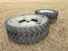 Set Massey Ferguson row-crop 320/85R34 front and 320/90R50 rear wheels and tyres