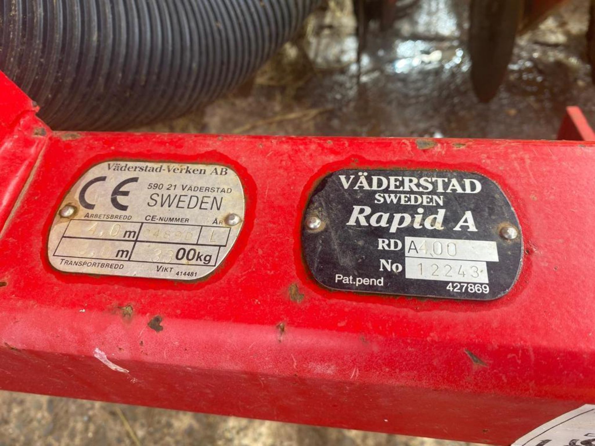 2002 Vaderstad Rapid 400s 4m disc system drill. Serial No: 12243. Hectares: 7,500. Control box in of - Image 8 of 15