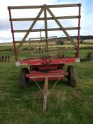 Vintage timber 4.6m 4 wheel bale trailer with dolly