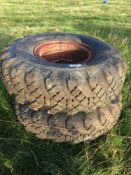 Pair of wheels on 13.00-18 tyres