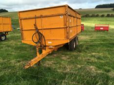 1978 T&F Equipment 8t twin axle grain trailer with manual tailgate, manual twin chute and grain exte