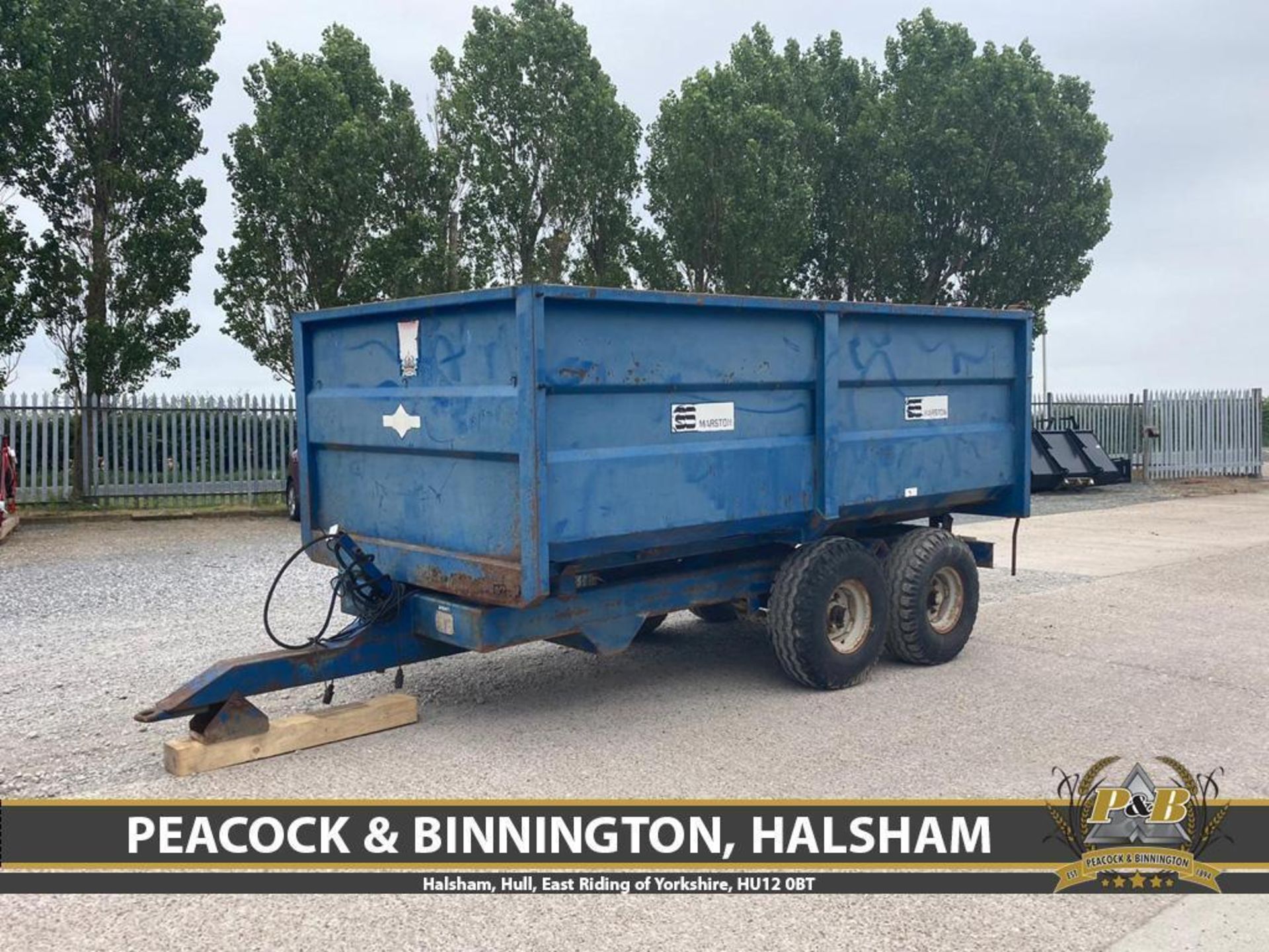 1987 Marston 8 tonne grain trailer c/w manual rear door, grain chute - Image 6 of 6