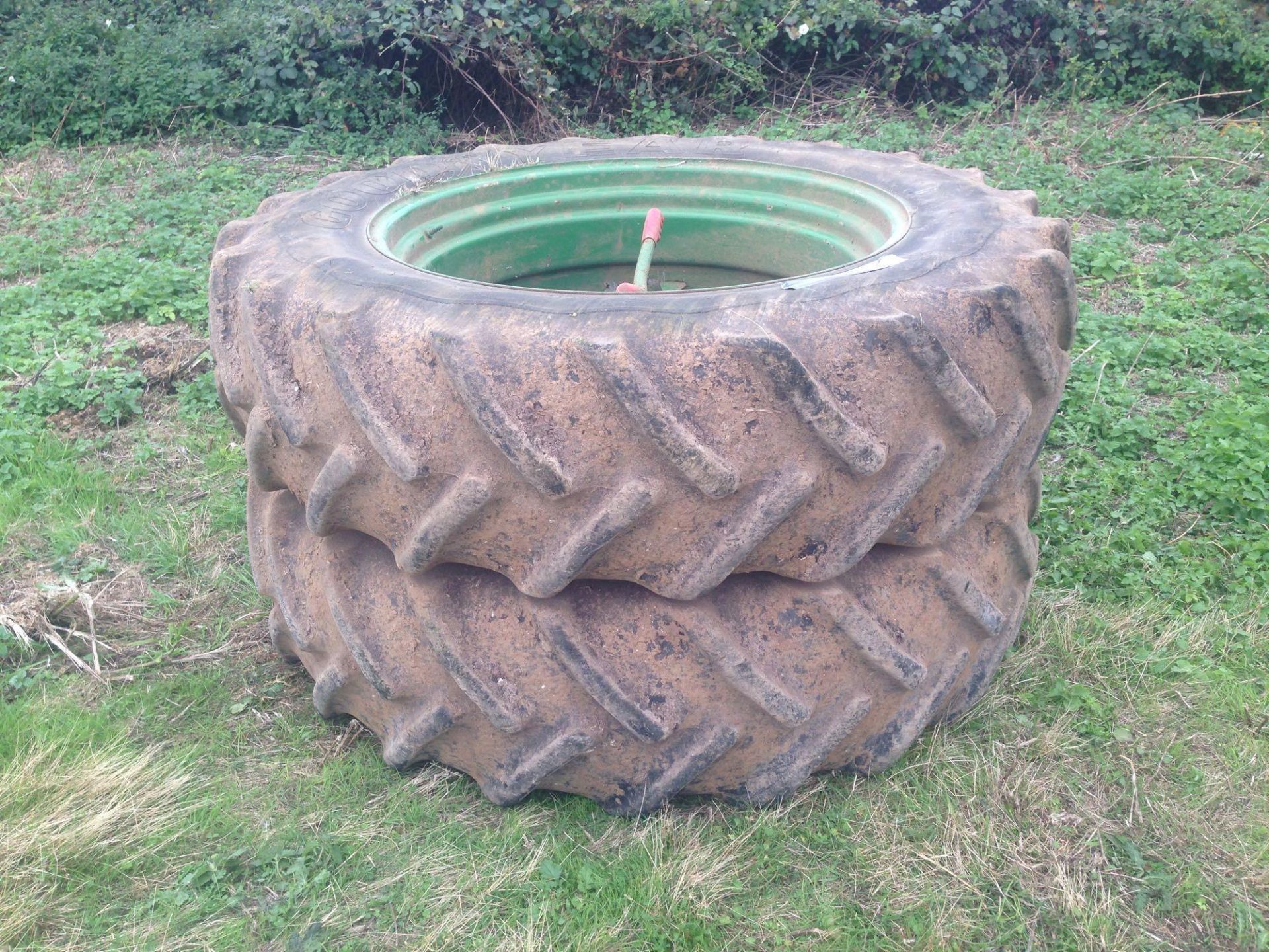 Pair of dual wheels 16.9R38 on Goodyear tyres. NO VAT. - Image 2 of 5