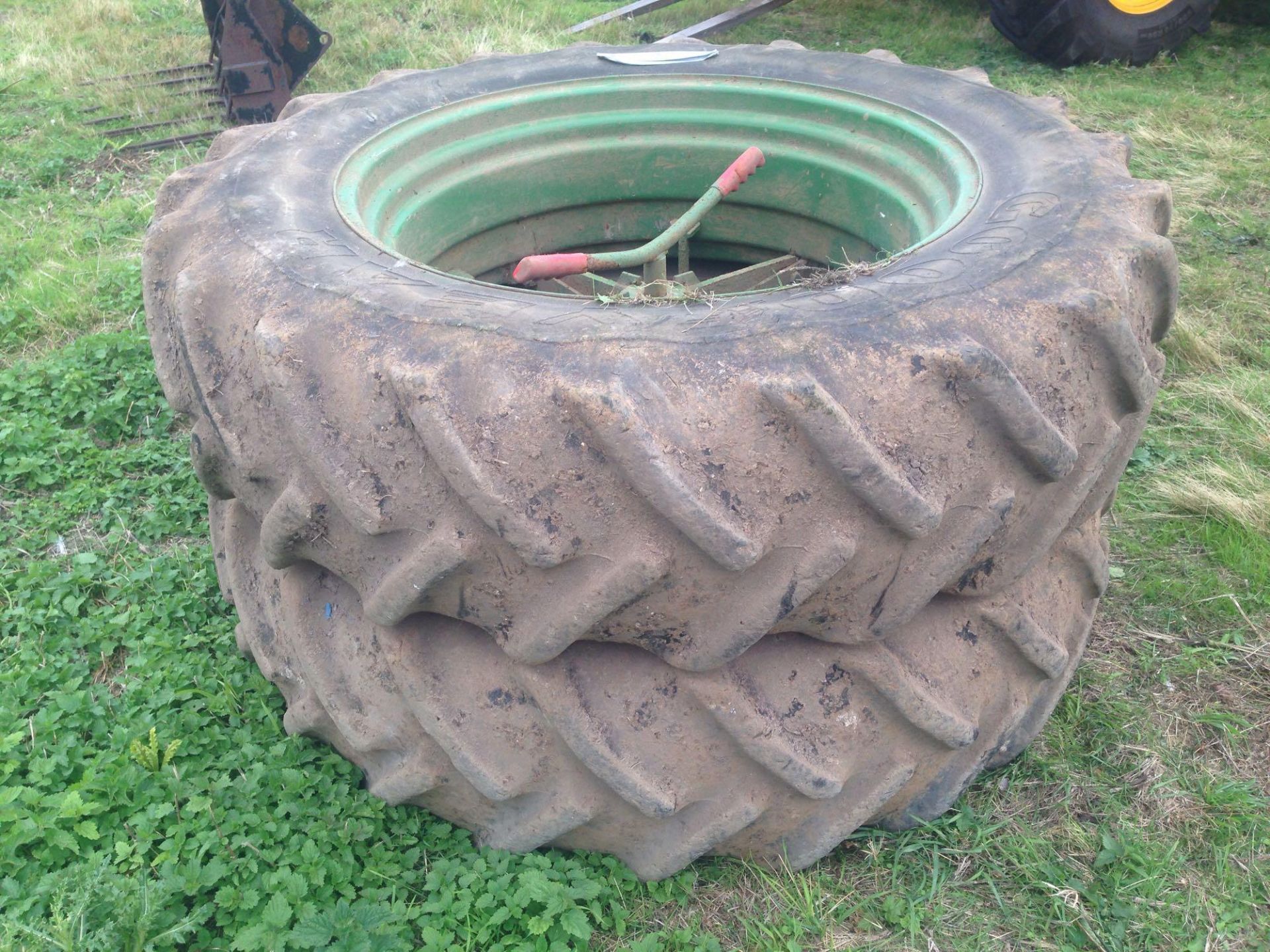 Pair of dual wheels 16.9R38 on Goodyear tyres. NO VAT. - Image 3 of 5