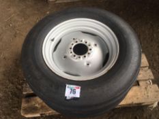 Pair of Kleber 7.50-20 front wheels and tyres to fit Case (as new)