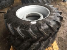 Pair of Michellin 13.6R28 front wheels and tyres to fit Case Puma (New centres)