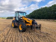 2010 JCB TM310S Agri pivot steer materials handler on 460/70R42 wheels and tyres with pallet tines,