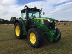 2015 John Deere 6215R 50kph Auto Power, 4wd tractor, front linkage, 4 electric spools c/w Starfire 3