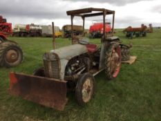 1956 Ferguson TEF 2WD diesel tractor with safety frame on 6.2/6-36 wheels and tyres with front dozer