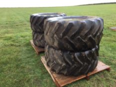 4No. 600/65R28 10 stud wheels and tyres to suit JCB Fastrac