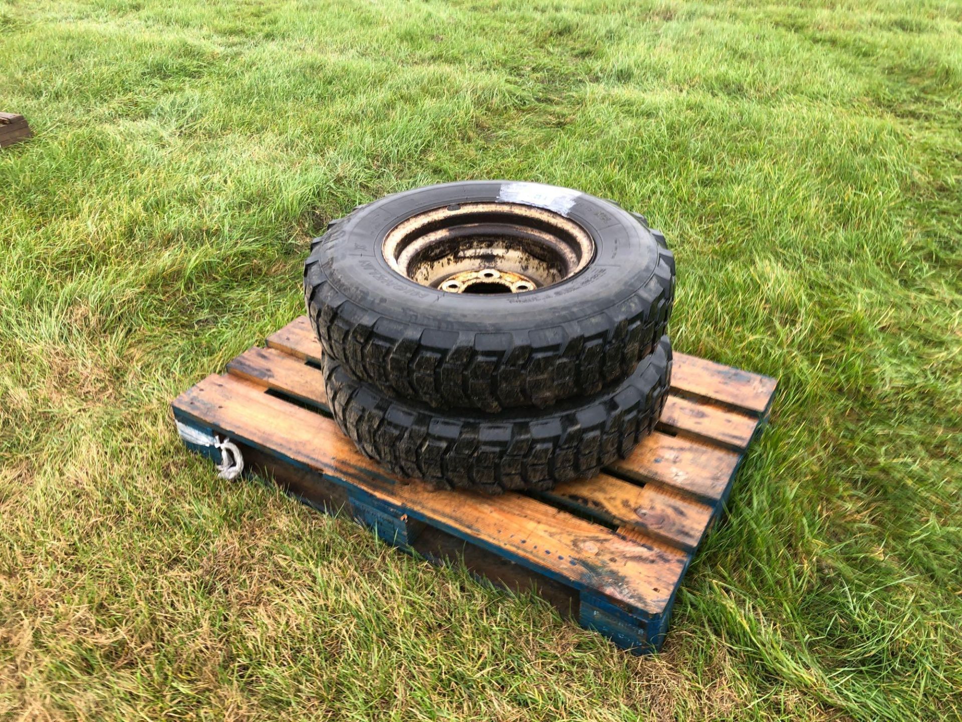 Pair 7.50R16 Michelin XCL wheels and tyres to suit Land Rover