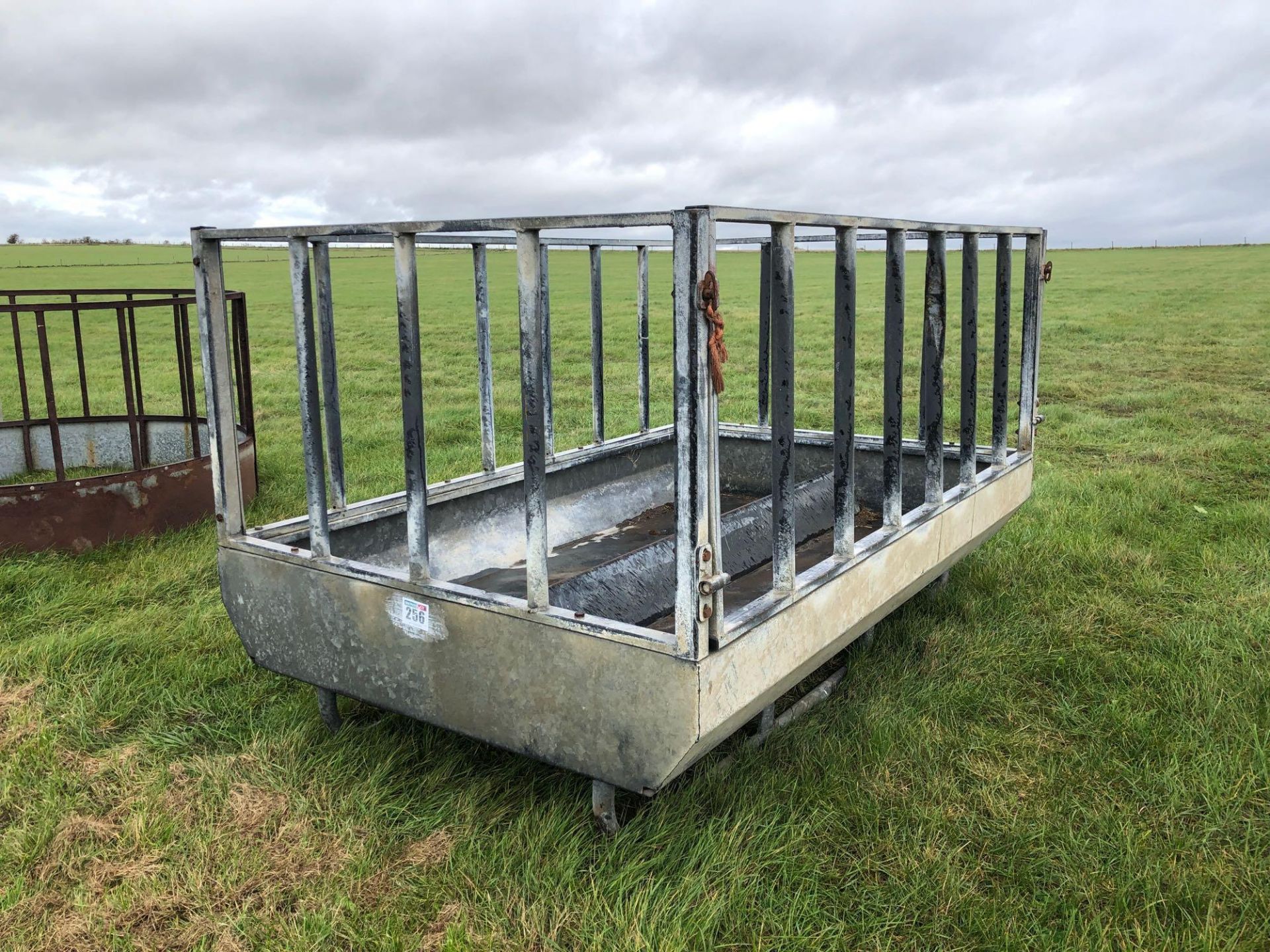 Galvanised cattle feeder