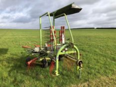 Claas Liner 430S single rotor linkage mounted rake. Serial No: 958124.0