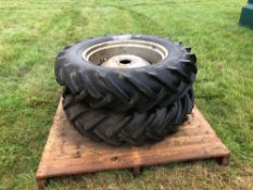 Pair 12.4/11-28 wheels and tyres with Massey Ferguson centres