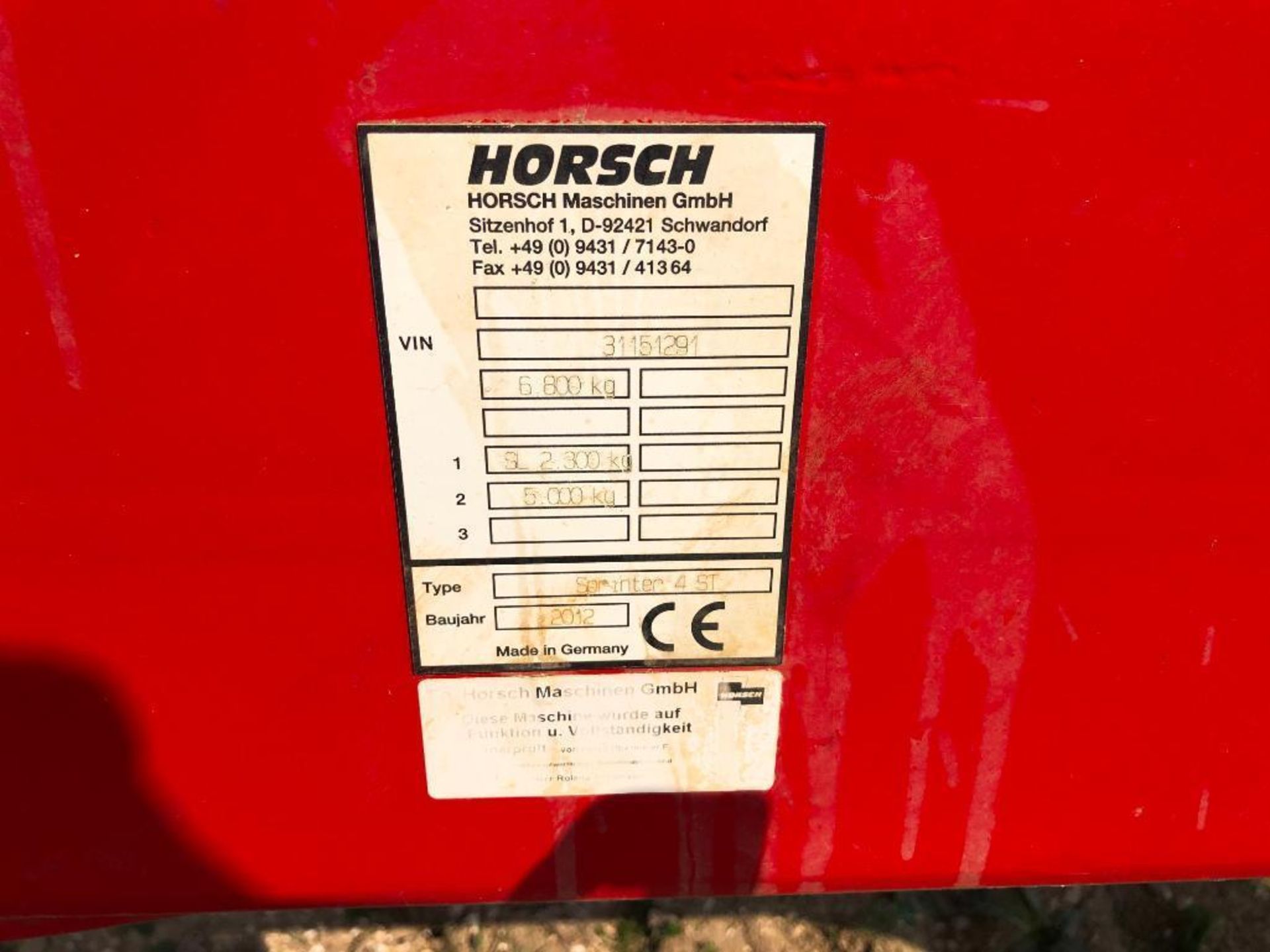 2012 Horsch 4ST Sprinter 4m hydraulic folding trailed drill with rear tyre packer and harrows. Seria - Image 7 of 13