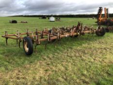 Reco Wilrich 18ft spring tine cultivator hydraulic folding. Model No: 9FCW-3PT. Serial No: 82004