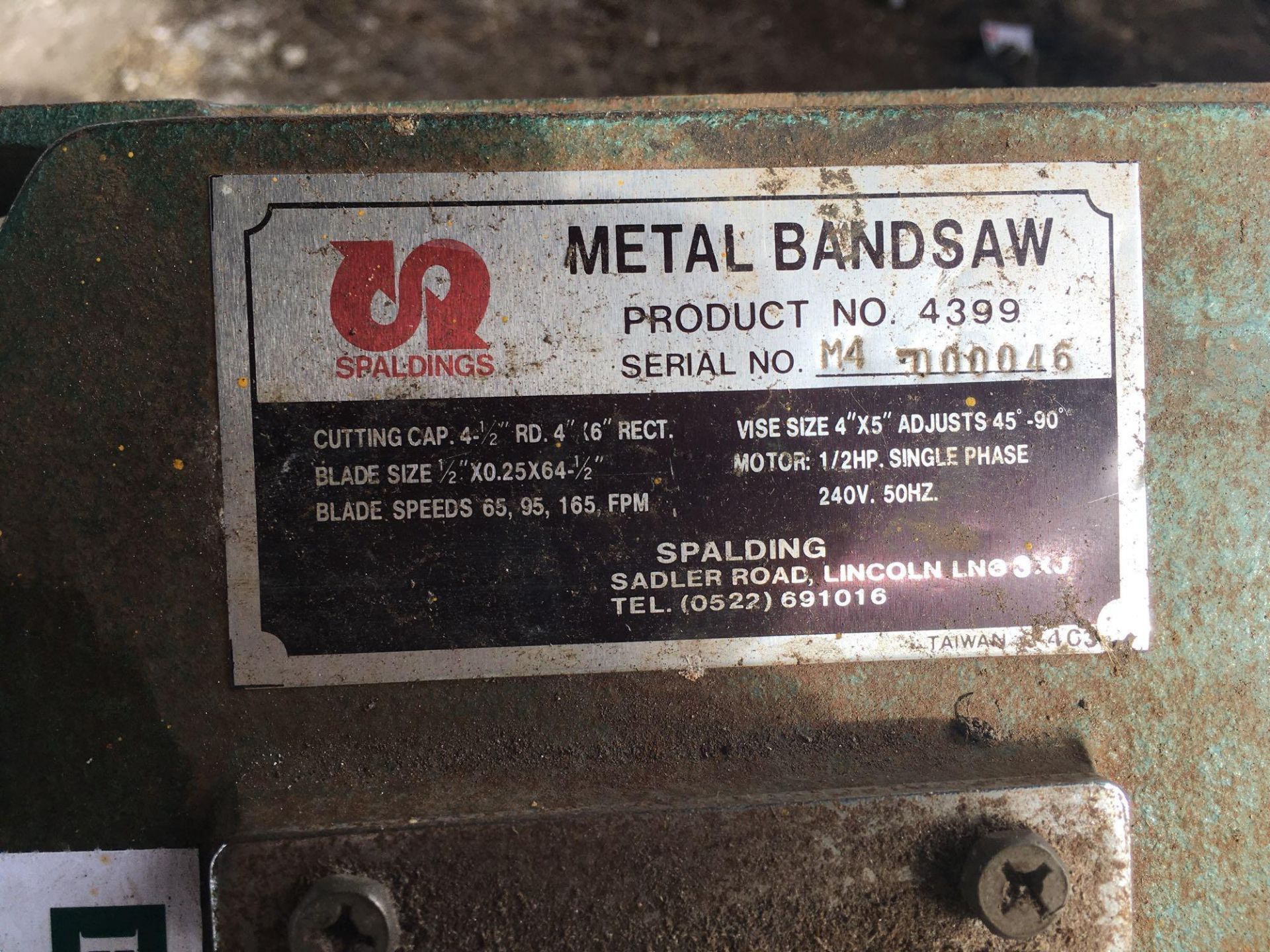 1990 Spaldings metal band saw - Image 2 of 2