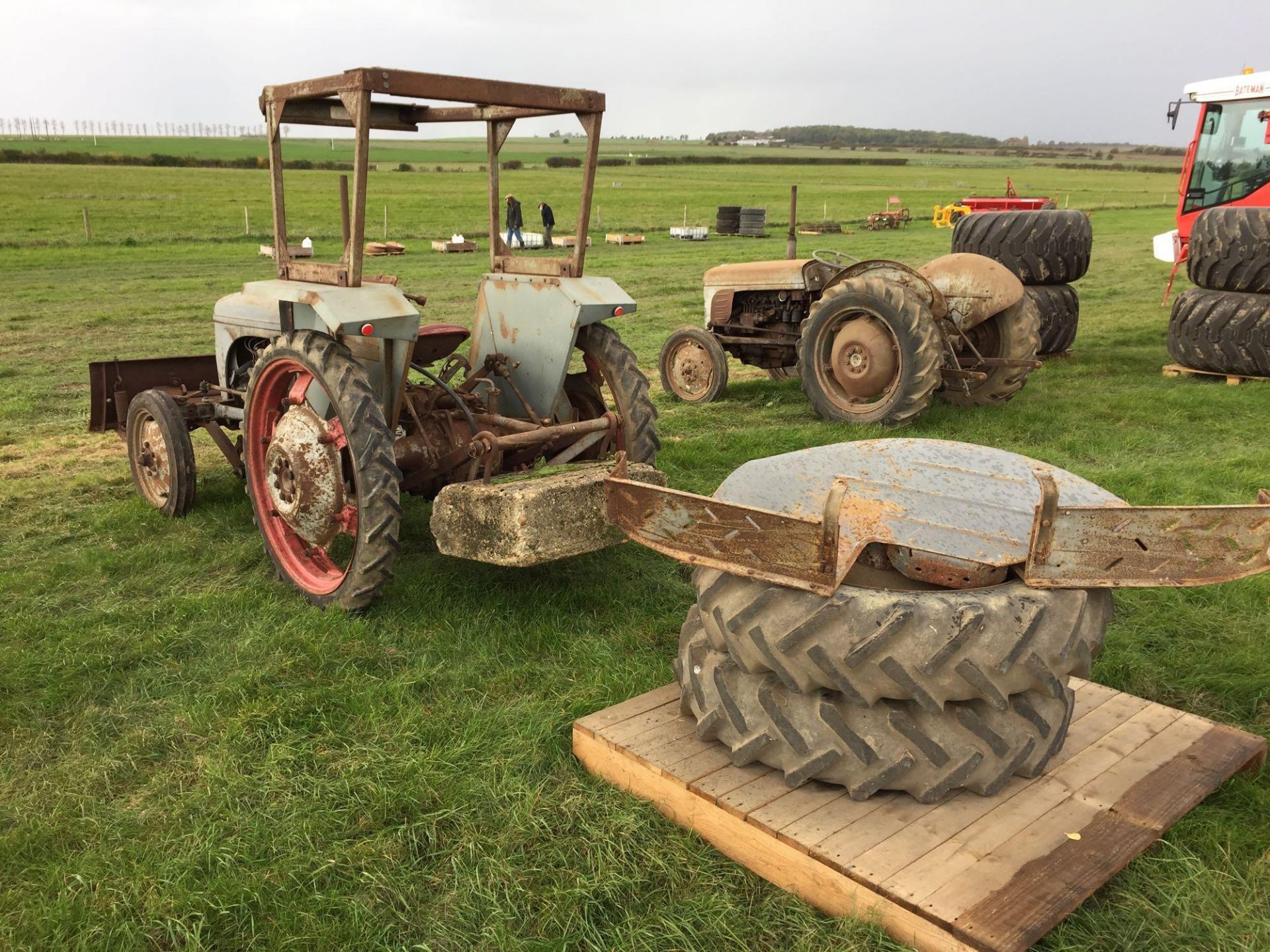 1956 Ferguson TEF 2WD diesel tractor with safety frame on 6.2/6-36 wheels and tyres with front dozer - Image 2 of 2