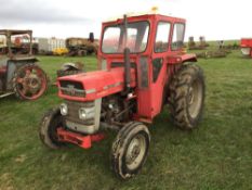 1970 Massey Ferguson 135 Multi-Power 2WD tractor with Duncan safety cab and rear pick up hitch on 6.