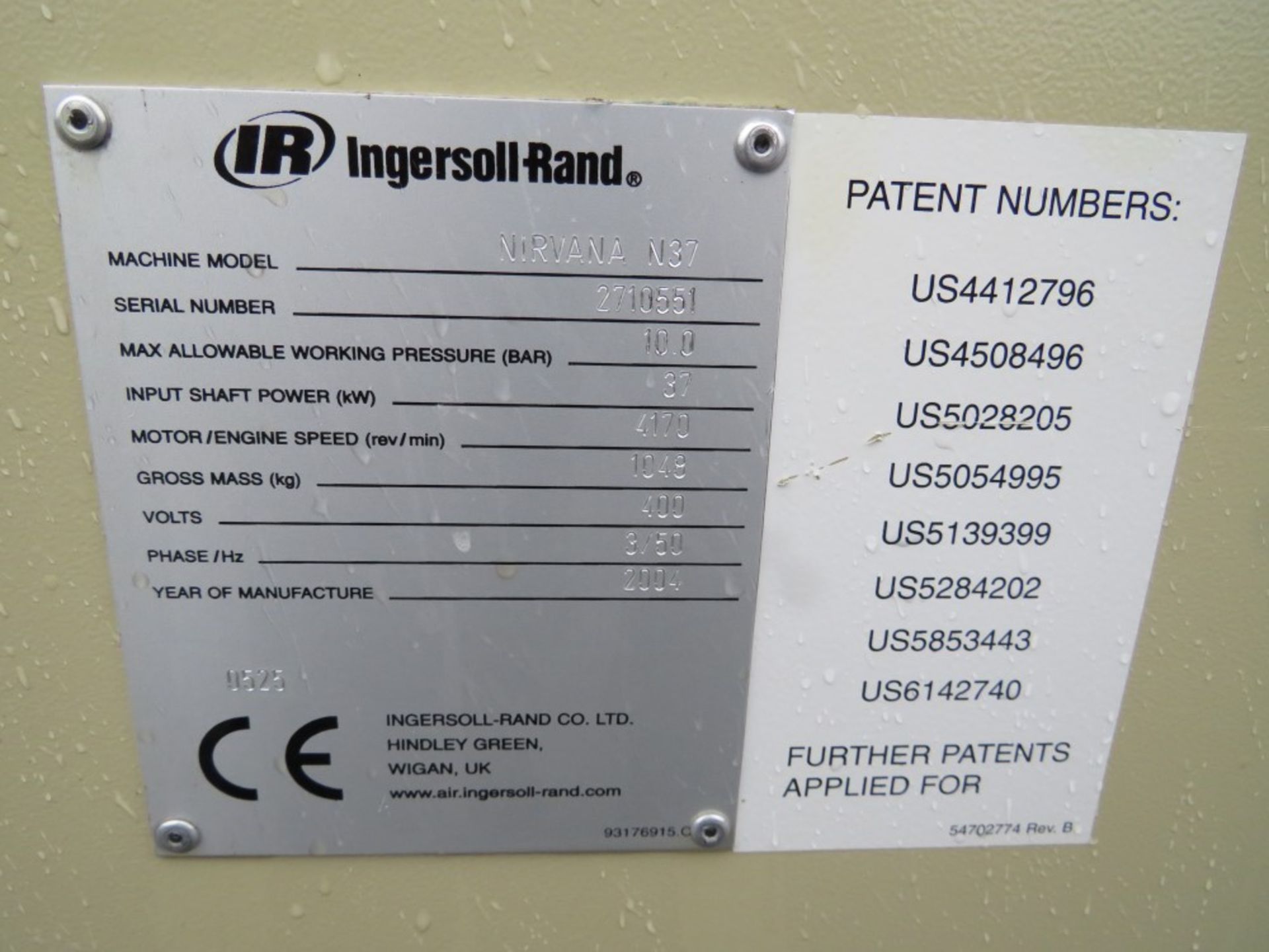 2004 INGERSOLL RAND NIRVANA N37 COMPRESSOR [NO VAT] - Image 4 of 4