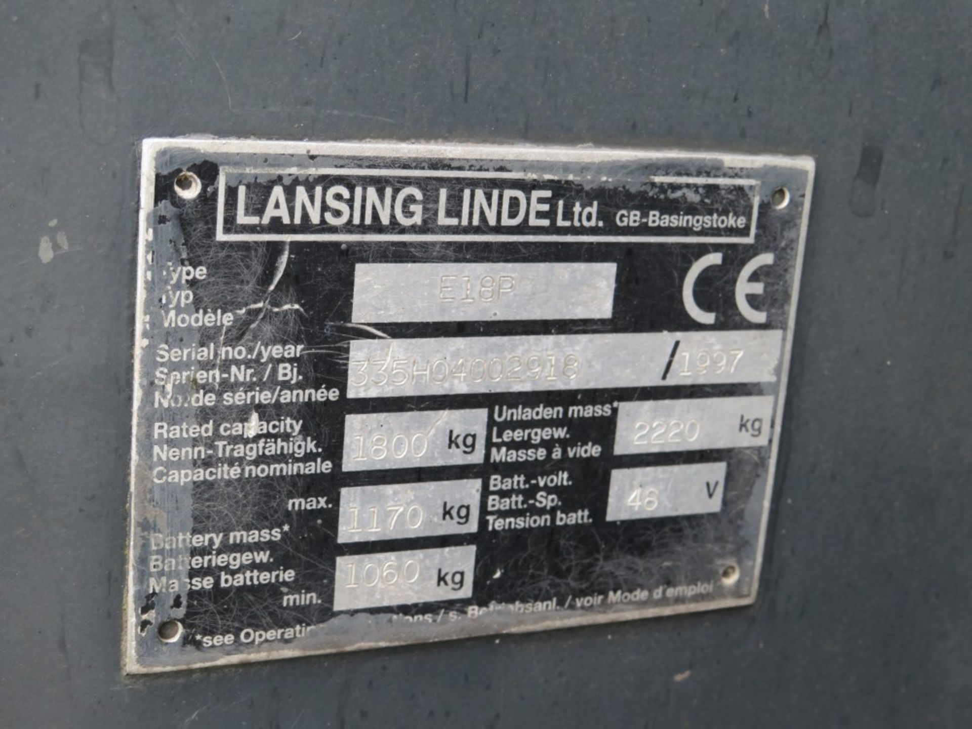 1997 LANSING LINDE E18P FORK LIFT (DIRECT ELECTRICITY NW) [+ VAT] - Image 5 of 5