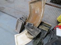 COLLECTION OF CONCRETE MOULD BASES FOR STEPPING STONES, GATE POST TOPS, GARDEN EDGING, ETC [NO VAT]