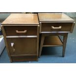 A G-Plan bedside cabinet with drawer over undershelf; together with another with cupboard door (2)