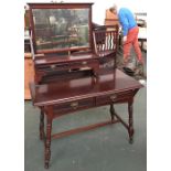 A 20th century dressing table, adjustable mirror with two drawers below, two frieze drawers on