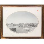 'Weymouth backwater' c.1830, pencil and bodycolour, in oval mount, 19.5x28cm