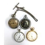 A Waltham military top wind pocket watch, luminous Arabic numerals to black dial with subsidiary