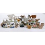 A collection of Wade and other whimsies, mainly farm animals, to include a goat, chicken, cow,