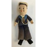A vintage Norah Welling cloth sailor doll, hat reading 'R.M.S Saxonia', 22cmH
