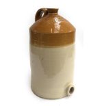 A stoneware flagon with loop handle, marked 'Francis Mason, Wine & Spirit Merchant, Bridport', 49cmH