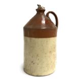 A large stoneware loop handle flagon, by Doulton & Co, Lambeth, 40cmH