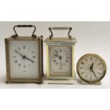 A Westclox 'Baby Ben' and two gilt metal mantel clocks (3)