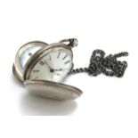 A Waltham USA silver cased hunter key wind pocket watch, Roman numerals to dial with subsidiary