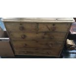 A pine chest, two short over three long drawers, 98cmW