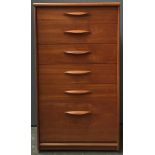 A mid-century G-Plan style chest of six graduating drawers, 64x115cm