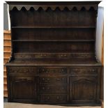 A stained oak Welsh dresser, 180cmW