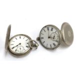 A silver cased key wind hunter pocket watch, Roman numerals to dial with subsidiary seconds at
