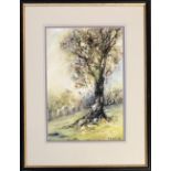 P. de Sylva, Tree study, watercolour on paper, signed and dated '93 lower right, 32x21cm