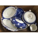 A mixed lot of blue and white ceramics, to include Wedgwood Arcade, Allertons tureens, and two Royal