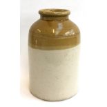 A large stoneware jar
