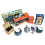 A mixed lot to include a children's tea service in blue lustre, a Hamleys 'Princess' metal dolls