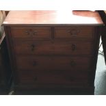 A mahogany chest of two short over three long drawers, on pedestal base, 102cmW