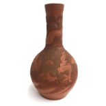 A Tokoname Ware Japanese Red Ware Bottle Vase with maker's mark, 33cmH