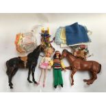 A box of Cindy dolls and accessories, to include two dolls, two horses, riding equipment etc