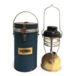 A large vintage Thermos flask, 35cmH; together with a camping heater