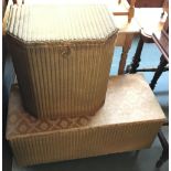 A Lloyd Loom wicker blanket box, bears label, 91cmW; together with a Lloyd Loom wicker laundry